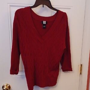 Studio 1940 Deep Red V-Neck Sweater